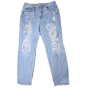 WAX Jeans Collection Womens Distressed‎ Light Wash Denim Jeans Size 11/30